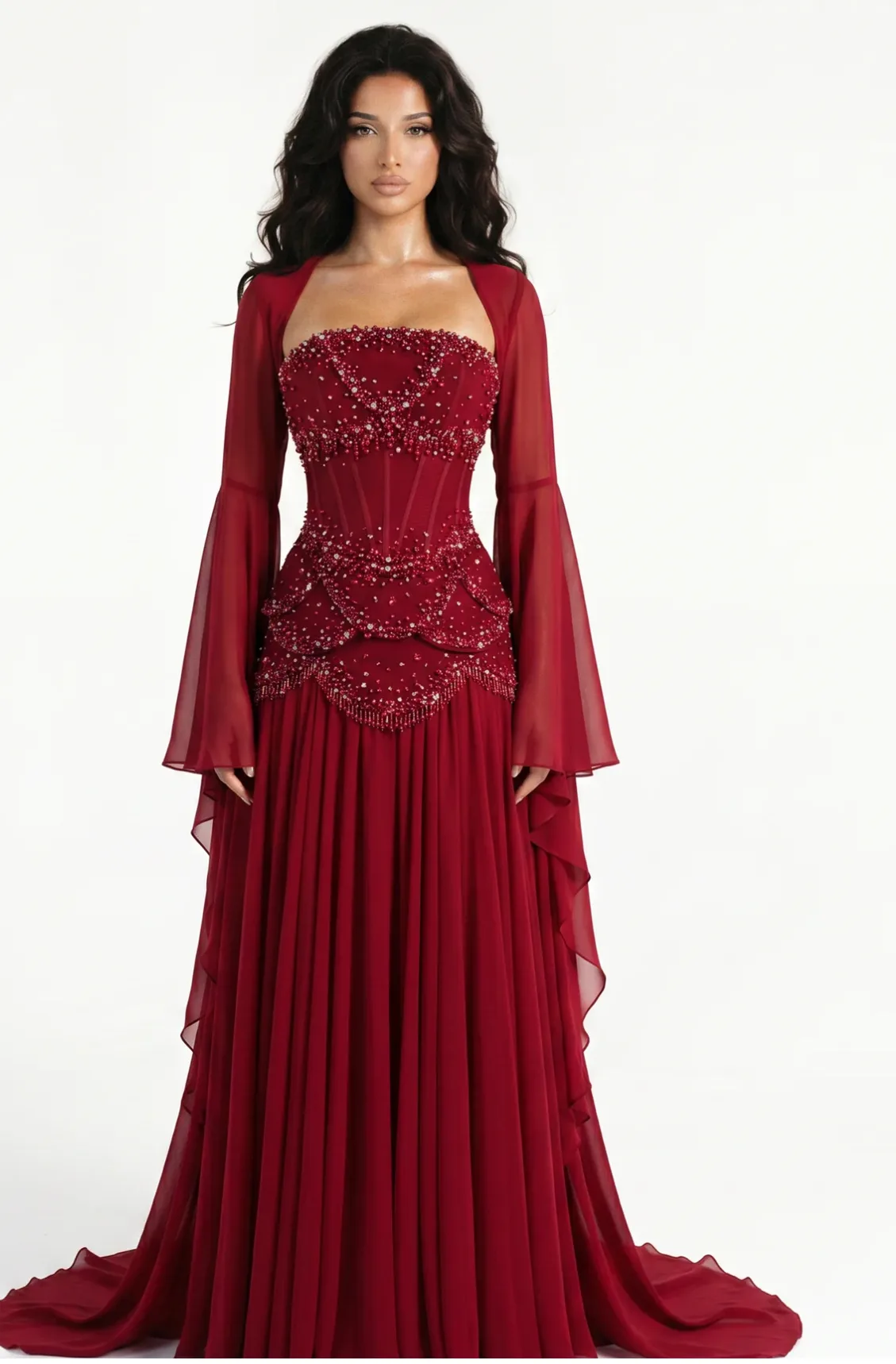 Women’s Distinction Embellished Burgundy Gown