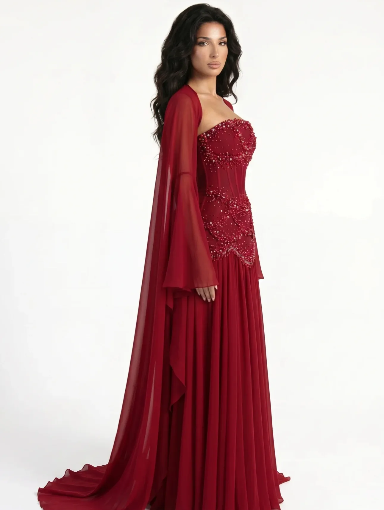 Women’s Distinction Embellished Burgundy Gown 2