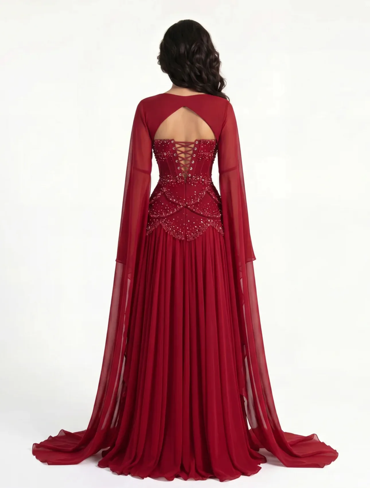 Women’s Distinction Embellished Burgundy Gown 3