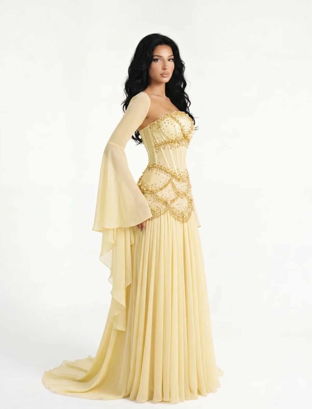 Women’s Distinction Yellow Embellished Gown 2