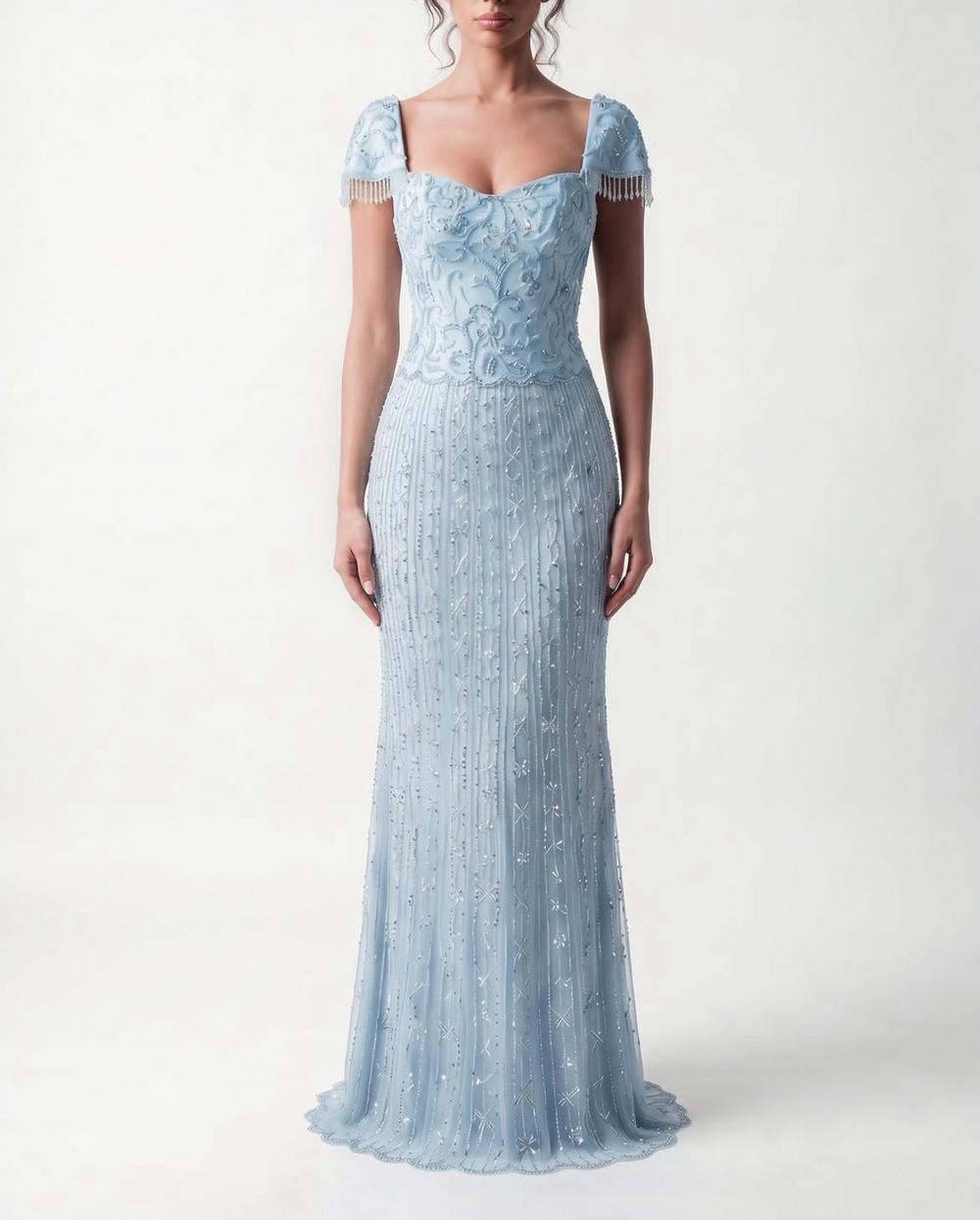 Eliane Sabbagh Sky Blue Embellished Gown