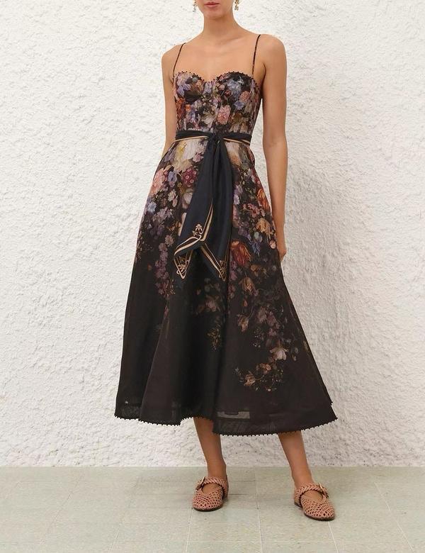 Zimmermann Black Floral Midi Dress