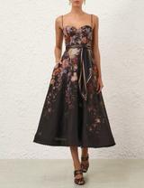 Zimmermann Black Floral Midi Dress 2