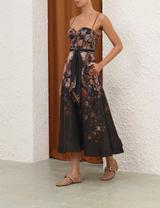 Zimmermann Black Floral Midi Dress 3