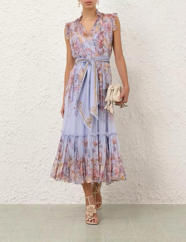 Zimmermann Lilac Floral Midi Dress